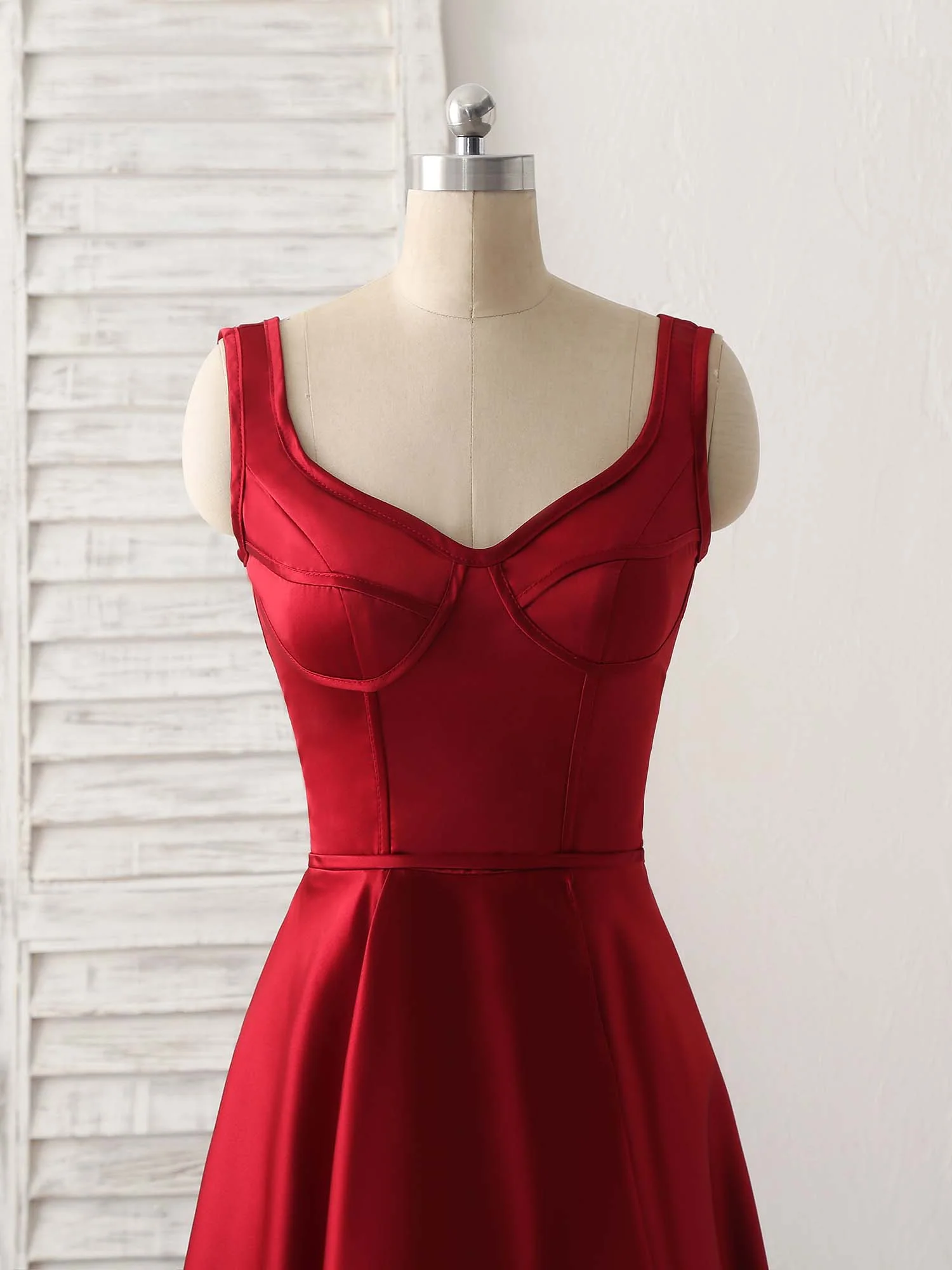 Simple V Neck High Low Prom Dress Burgundy Evening Dress - Deanwangkt