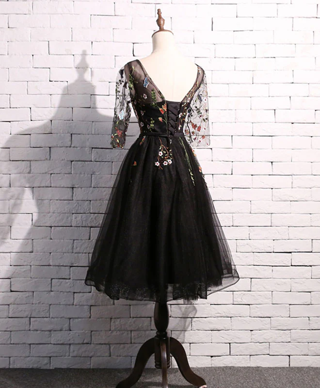 Black Tulle Short Prom Dress, Black Homecoming Dress - Deanwangkt
