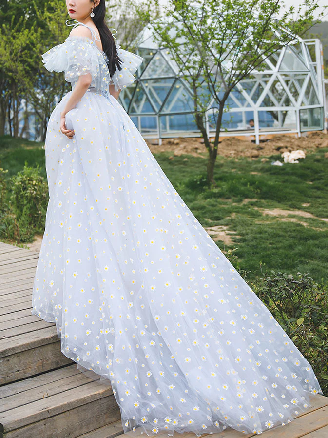 Blue Sweetheart Tulle Long Prom Dress Blue Tulle Formal Dress - Deanwangkt