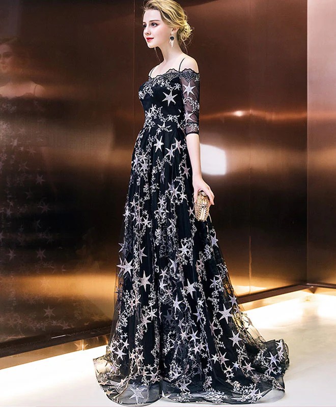 Stylish Black Long Prom Dress, Black Eveing Dress - Deanwangkt