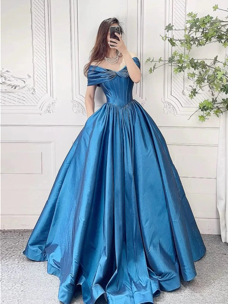 A-Line Off Shoulder Burgundy Long Prom Dress, Burgundy Long Formal Dress - Deanwangkt