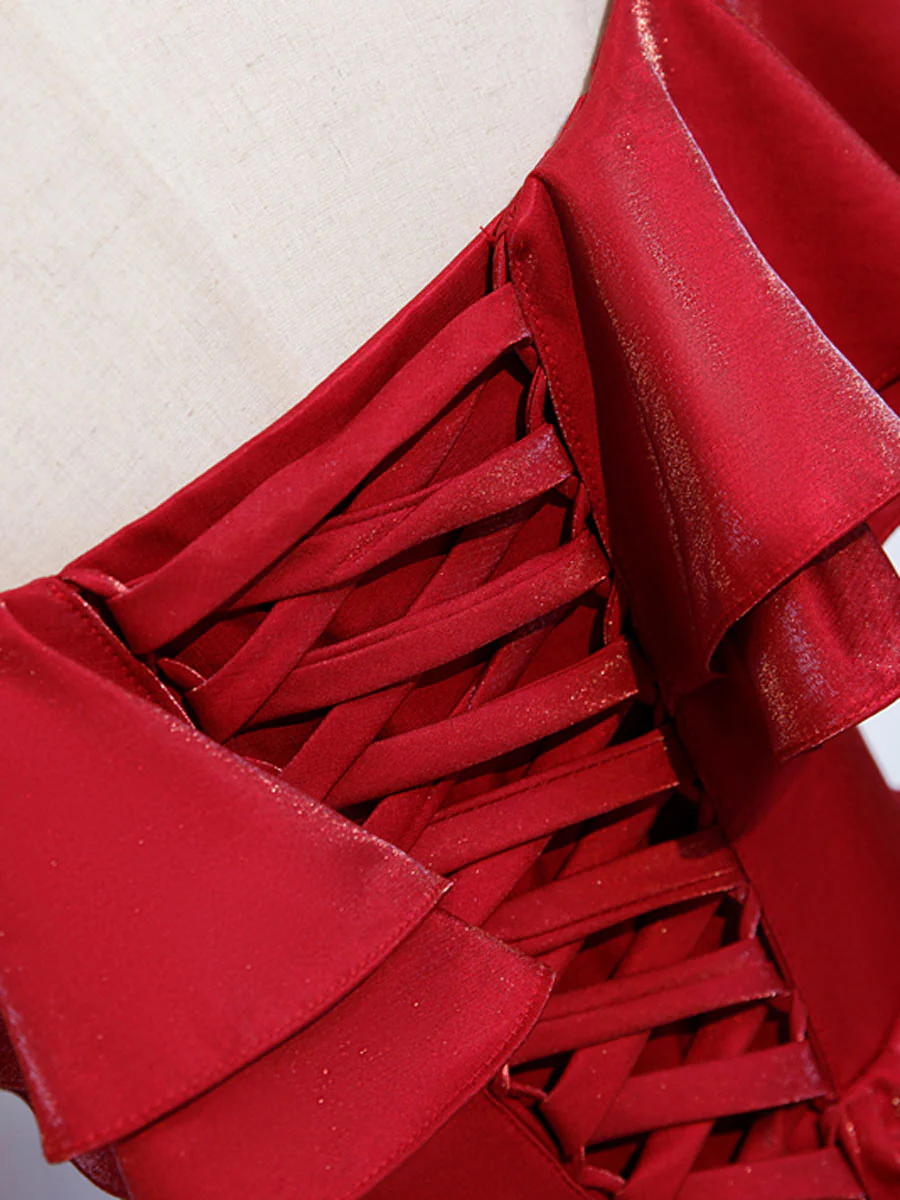 Simple A line Satin Long Prom Dress, Burgundy Bridesmaid Dresses - Deanwangkt