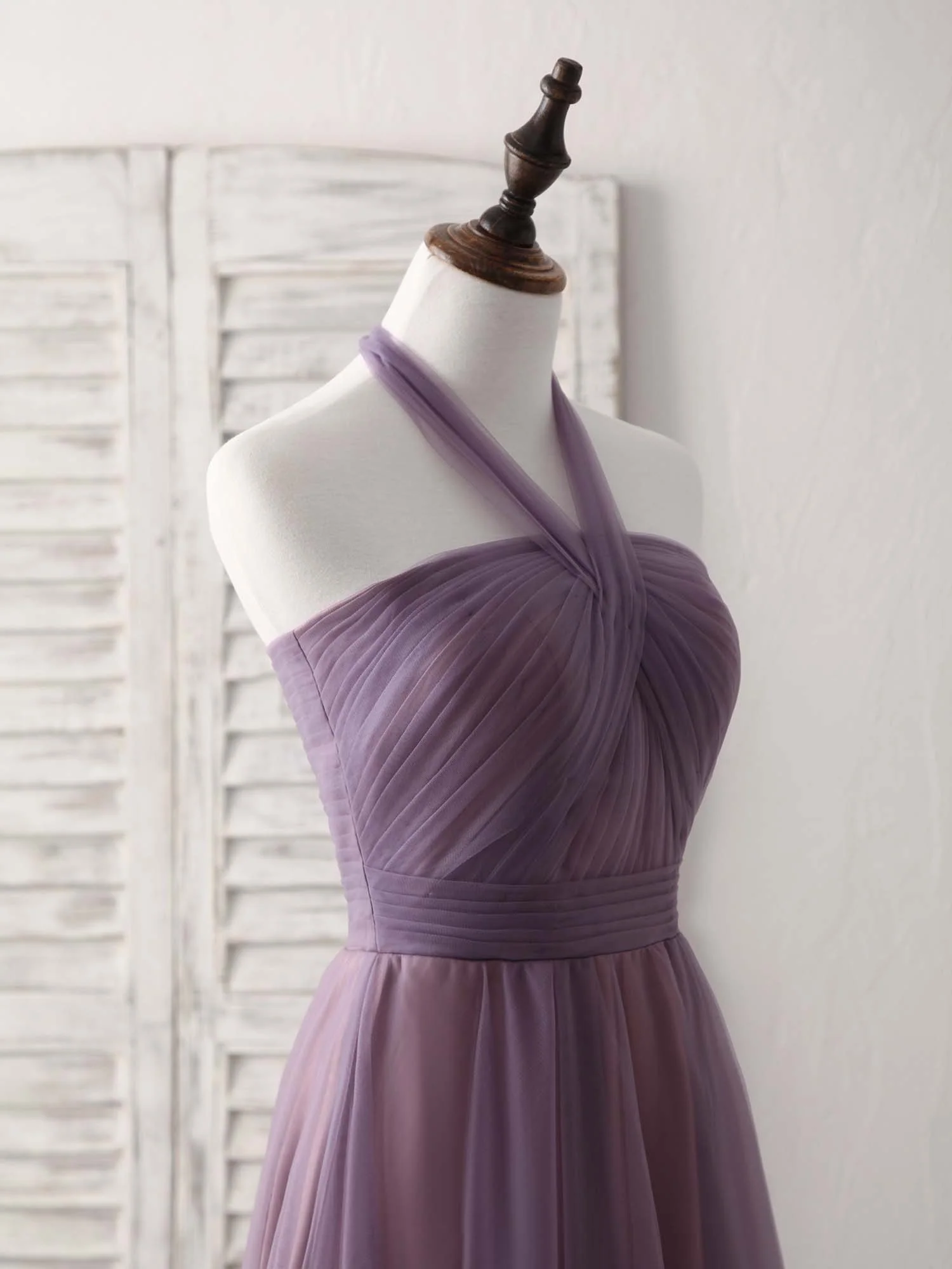 A-Line Tulle High Low Long Prom Dress Simple Bridesmaid Dress - Deanwangkt