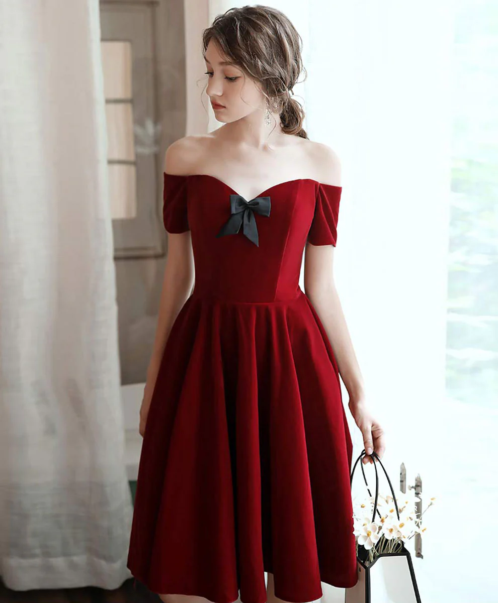 Simple Burgundy Short Prom Dress Burgundy Homecoming Dress - Deanwangkt