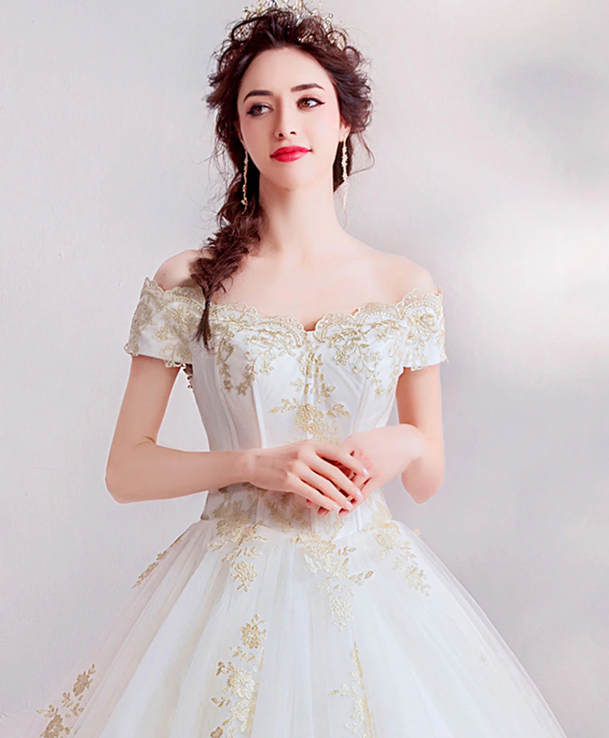 White Tulle Lace Long Prom Gown, Tulle Lace Evening Dress - Deanwangkt