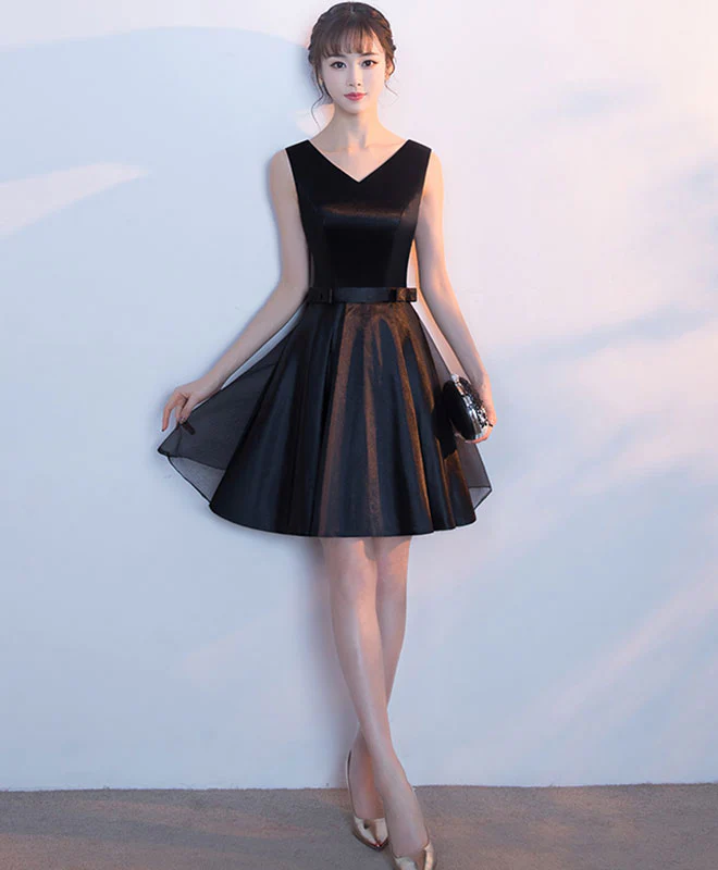 Simple Black Short Prom Dress, Black Homecoming Dress - Deanwangkt
