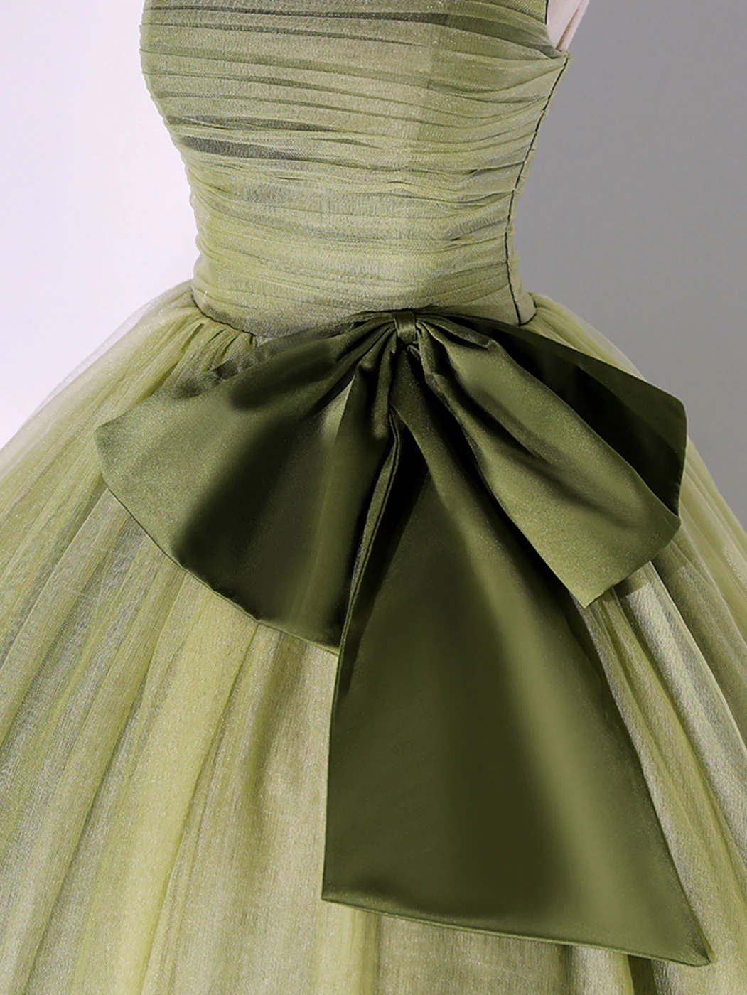 A Line Tulle Green Long Prom Dress, Green Tulle Evening Party Dresses - Deanwangkt
