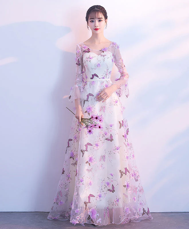 Unique Tulle Purple Long Prom Dress, Tulle Purple Evening Dress - Deanwangkt