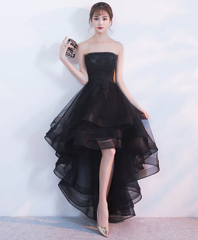 Black Tulle Lace Short Prom Dress, Black Tulle Homecoming Dress - Deanwangkt