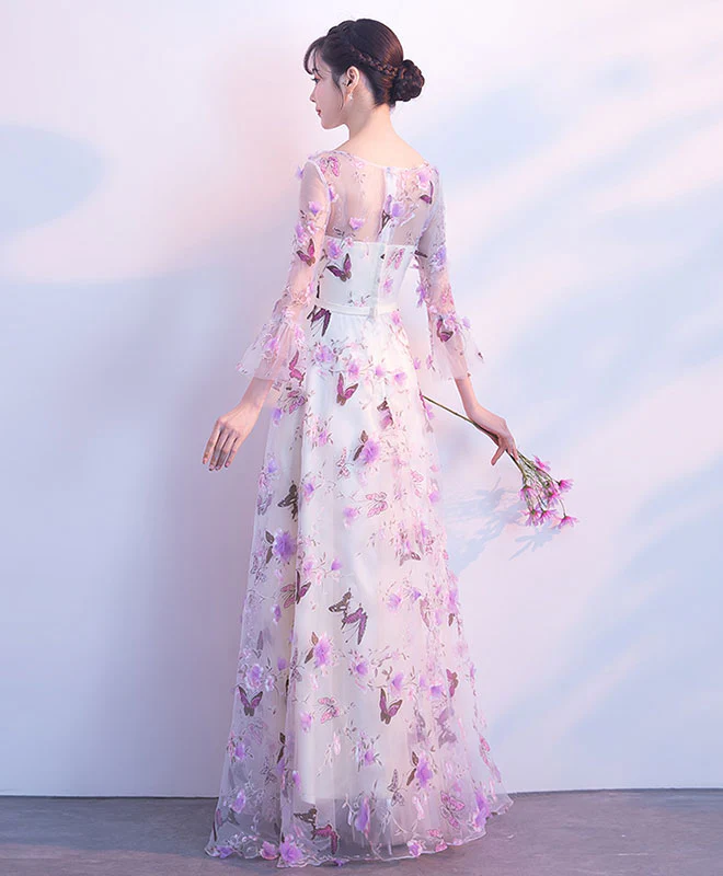 Unique Tulle Purple Long Prom Dress, Tulle Purple Evening Dress - Deanwangkt