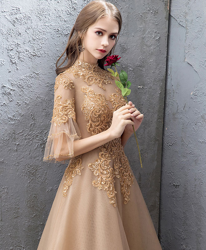 Unique Tulle Lace Long Prom Dress, Tulle Lace Evening Dress - Deanwangkt