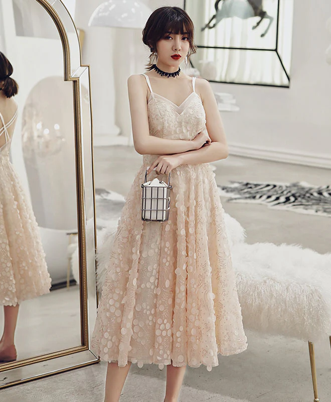 Champagne Tulle Prom Dress, Unique Champagne Formal Dress - Deanwangkt