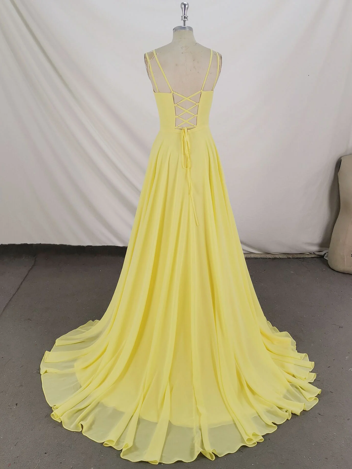 Simple Yellow Chiffon Long Prom Dress Yellow Evening Dress - Deanwangkt