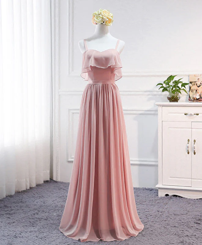 Simple Sweet Neck Chiffon Long Prom Dress, Bridesmaid Dress - Deanwangkt