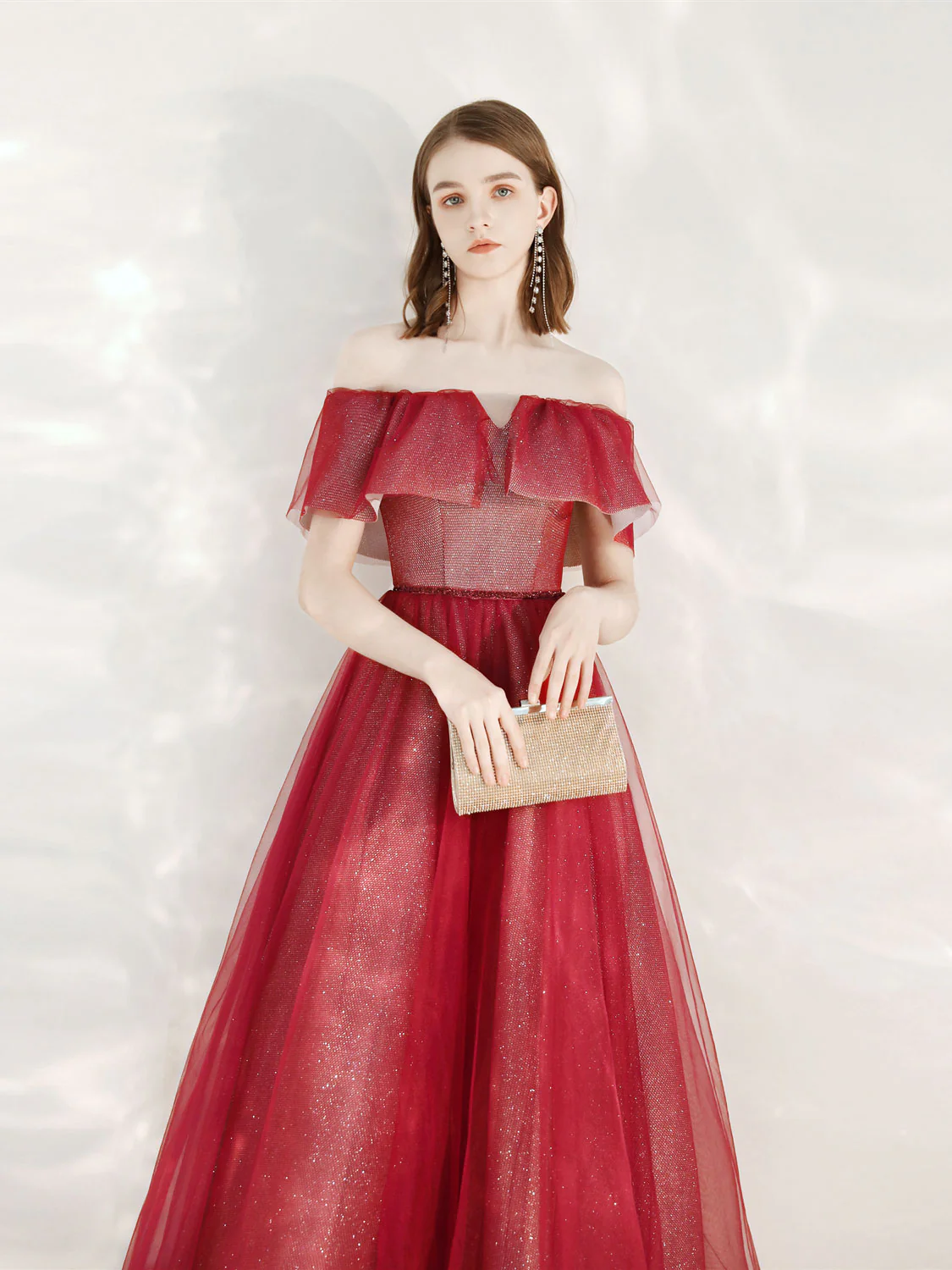 A-Line Burgundy Long Prom Dress, Burgundy Formal Evening Dress - Deanwangkt