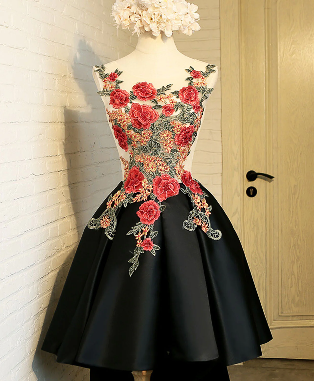 Cute Black Lace High Low Prom Dress, Black Homecoming Dress - Deanwangkt