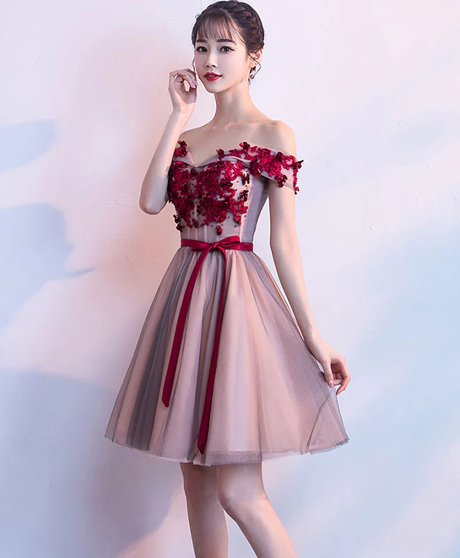 Cute Sweetheart Neck Tulle Lace Short Prom Dress, Homecoming Dress - Deanwangkt