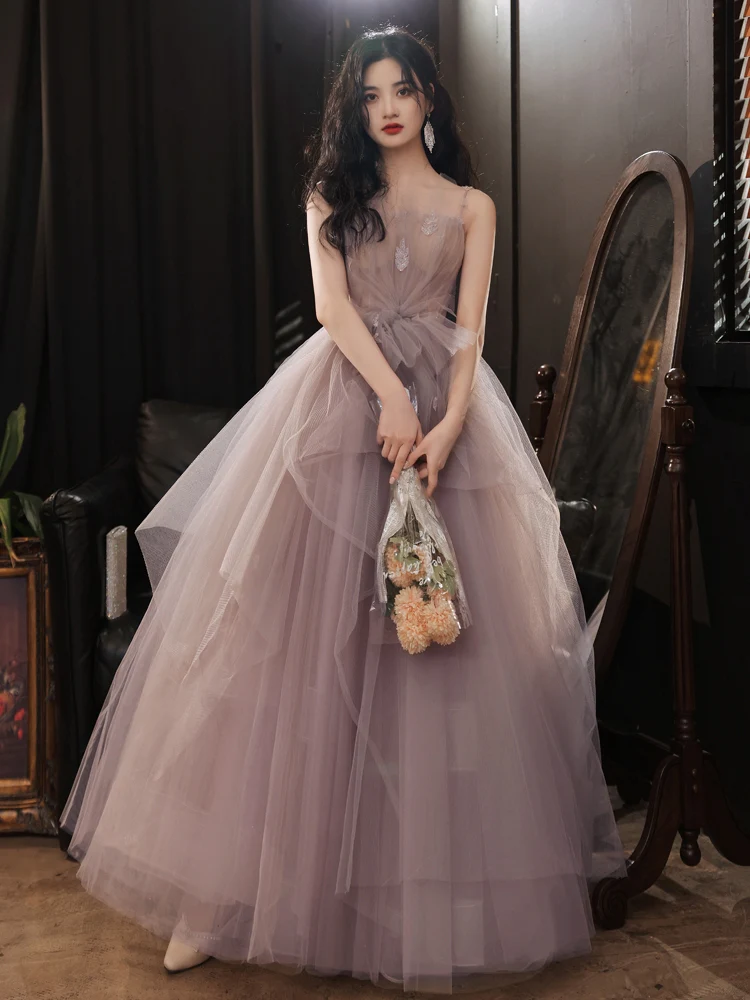 Pink Tulle Long Prom Dress, Pink Tulle Sweet 16 Dress - Deanwangkt