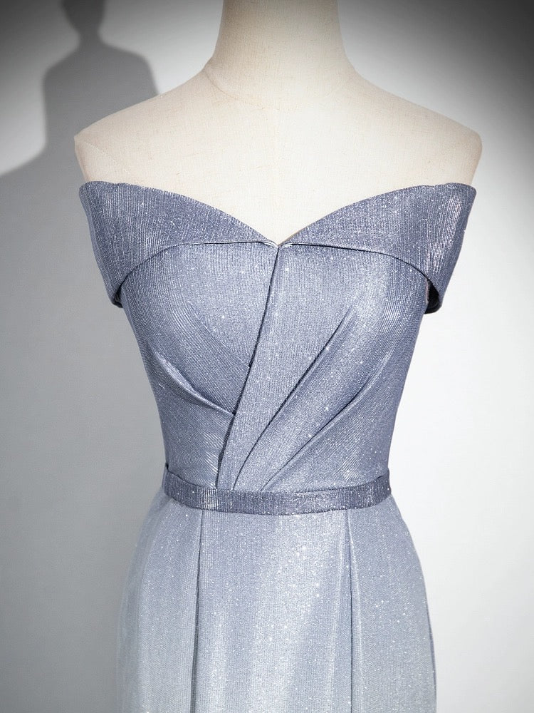 Elegant Mermaid Gray Long Prom Dress, Gray Party Dress - Deanwangkt