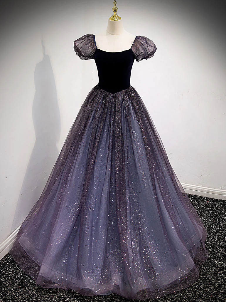 Purple Tulle Long Prom Dresses, Purple Formal Graduation Dresses - Deanwangkt