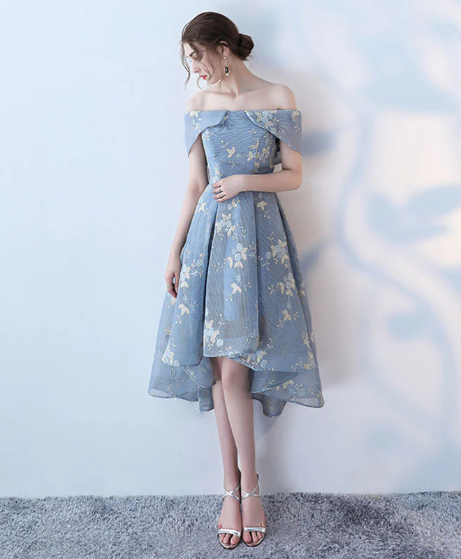 Unique Gray Blue Short Prom Dress, Gray Blue Homecoming Dress - Deanwangkt