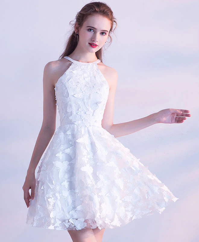 White Short Prom Dress, Cute Homecoming Dress - Deanwangkt