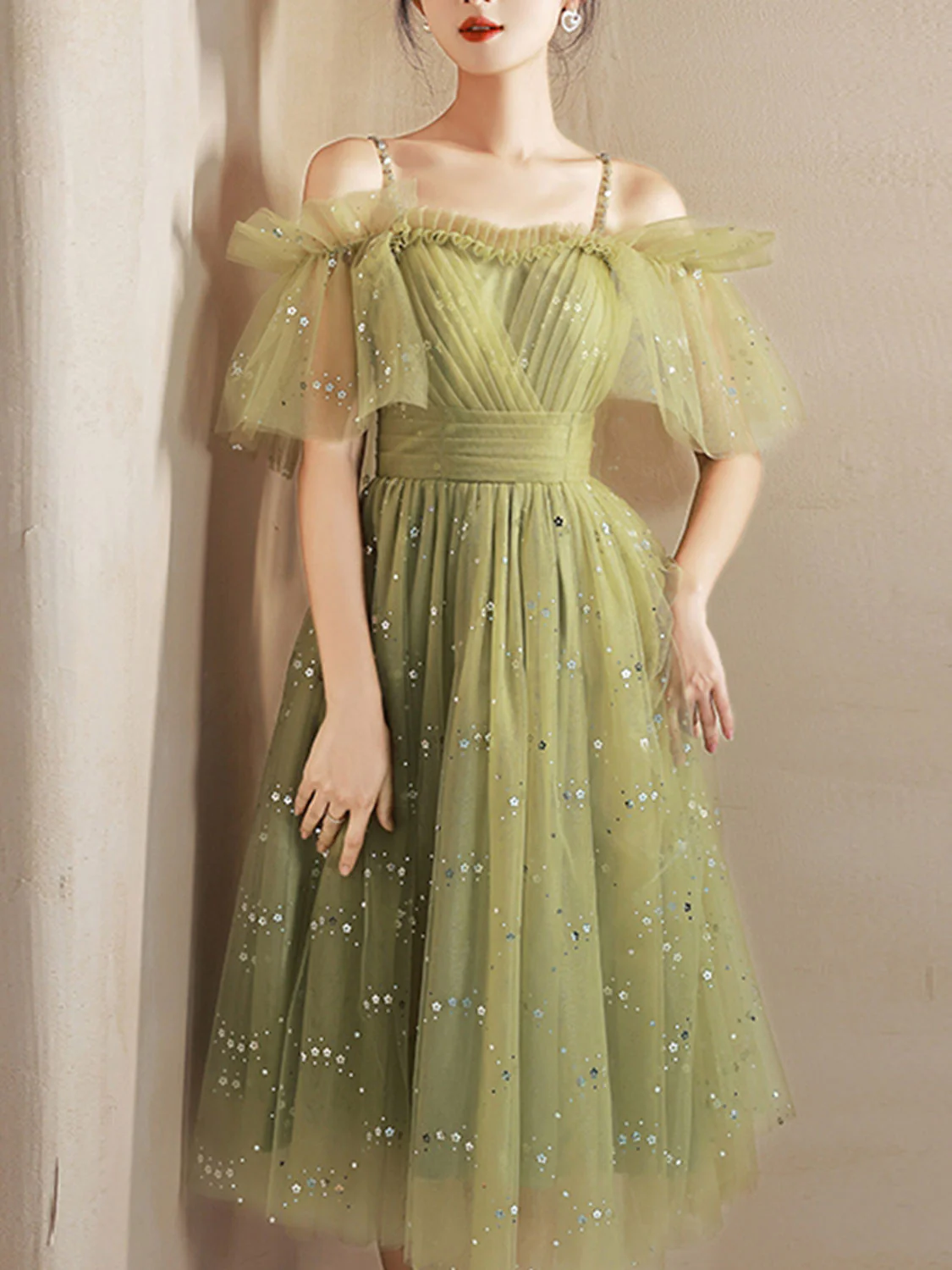 Simple Green Sweetheart Neck Tulle Short Prom Dress, Puffy Green Homecoming Dress - Deanwangkt