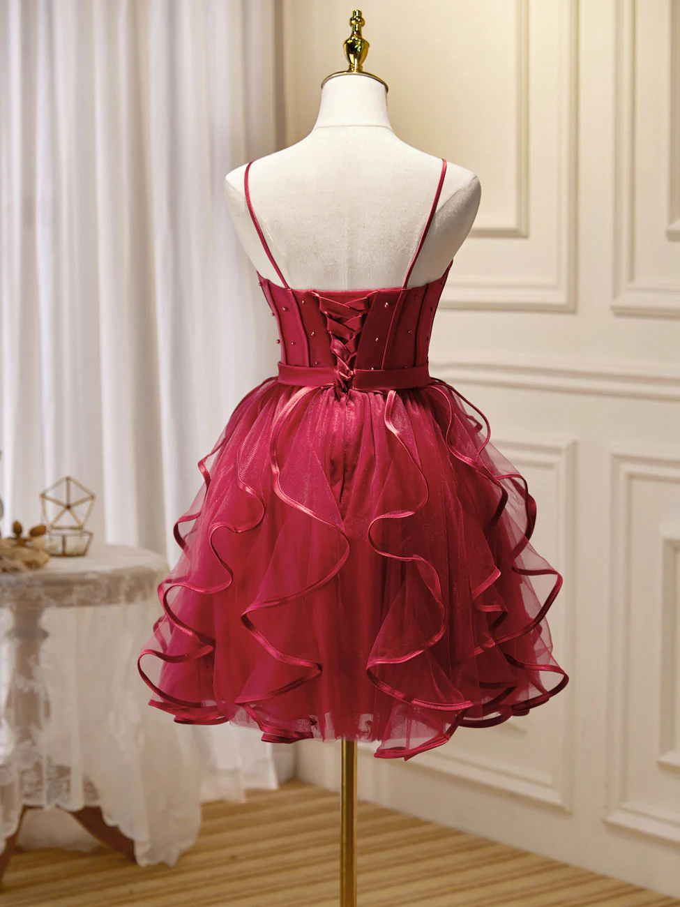 Mini/Short Burgundy Prom Dress,  Puffy Cute Burgundy Homecoming Dress - Deanwangkt