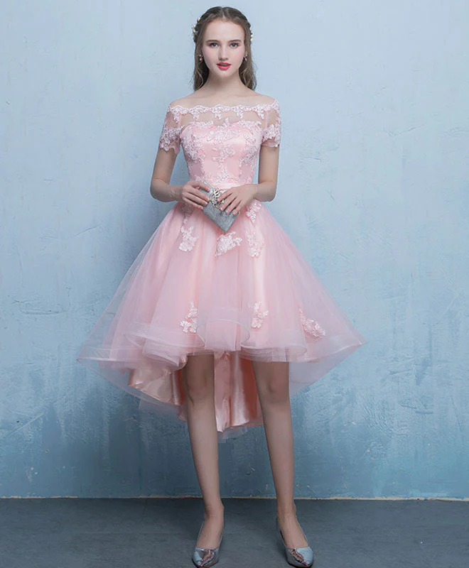 Cute Lace Tulle Short Prom Dress, Lace Evening Dress - Deanwangkt