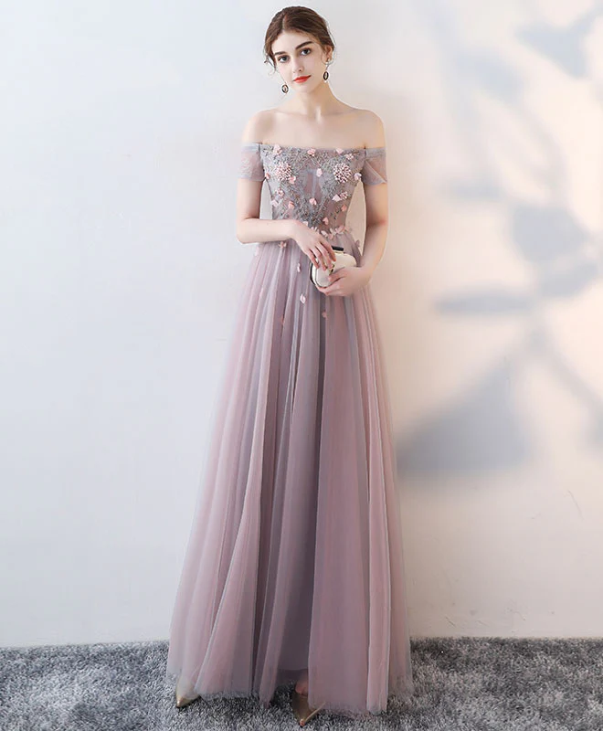 Elegant Lace Tulle Long Prom Dress, Lace Evening Dress - Deanwangkt