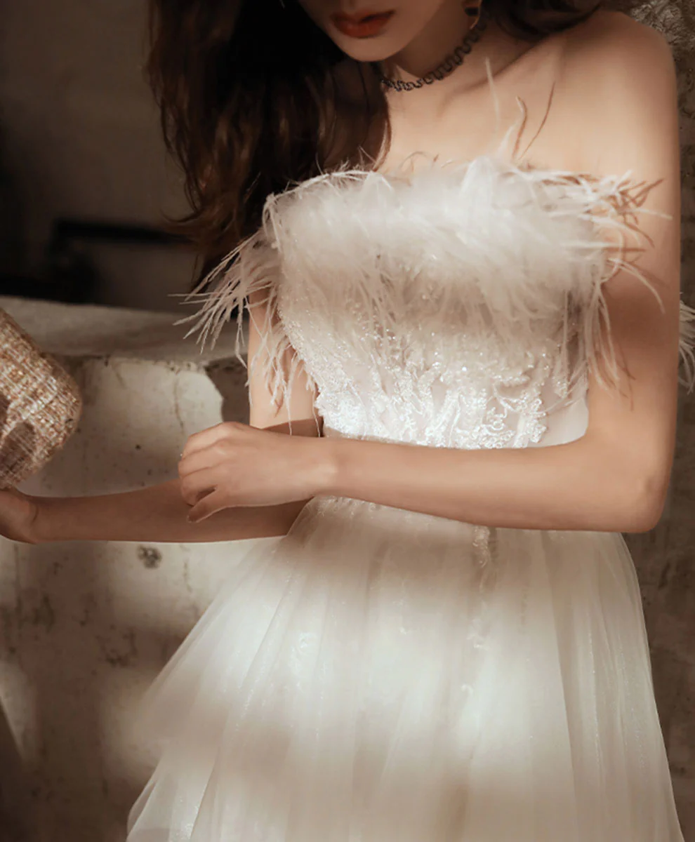 White Sweetheart Dress Tulle Lace Long Prom Dress Evening Dress - Deanwangkt