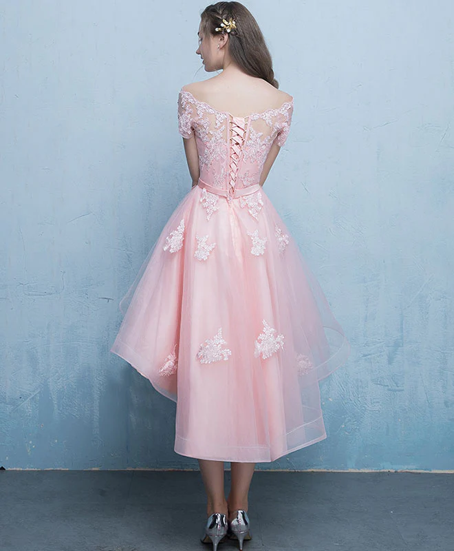 Cute Lace Tulle Short Prom Dress, Lace Evening Dress - Deanwangkt