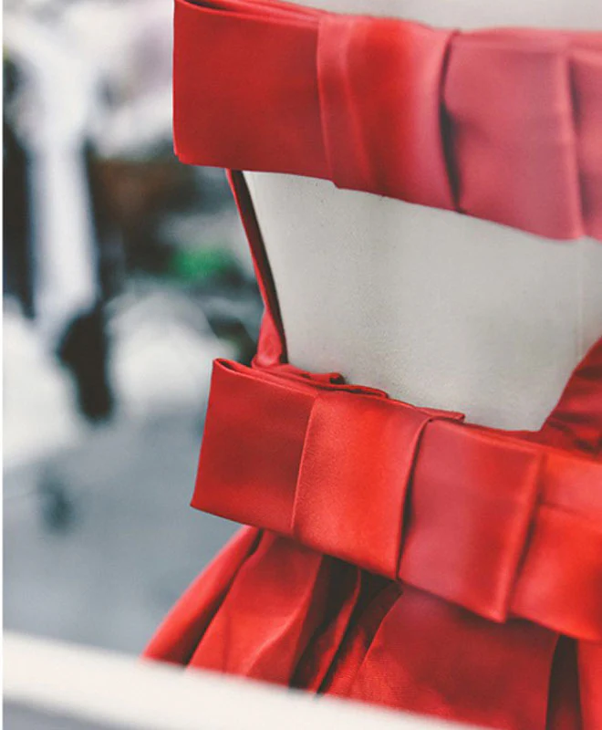 Cute Red A Line Satin Short Prom Dress, Backless Red Homecoming Dresses - Deanwangkt