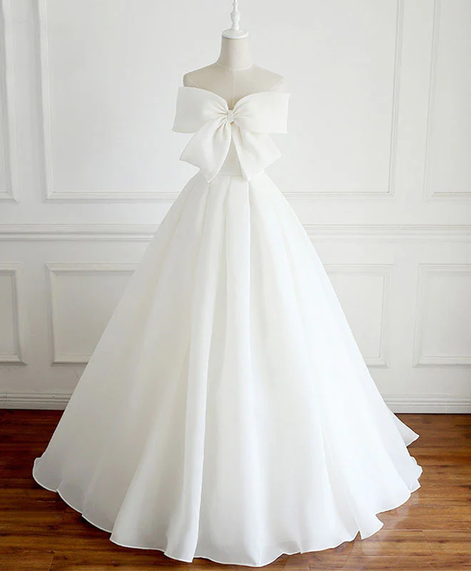 White Sweetheart  Long Prom Dress, White Formal Dress - Deanwangkt