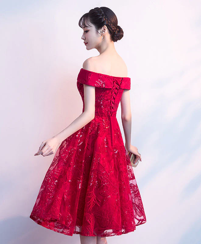 Cute Burgundy Short Prom Dress, Homecoming Dress - Deanwangkt