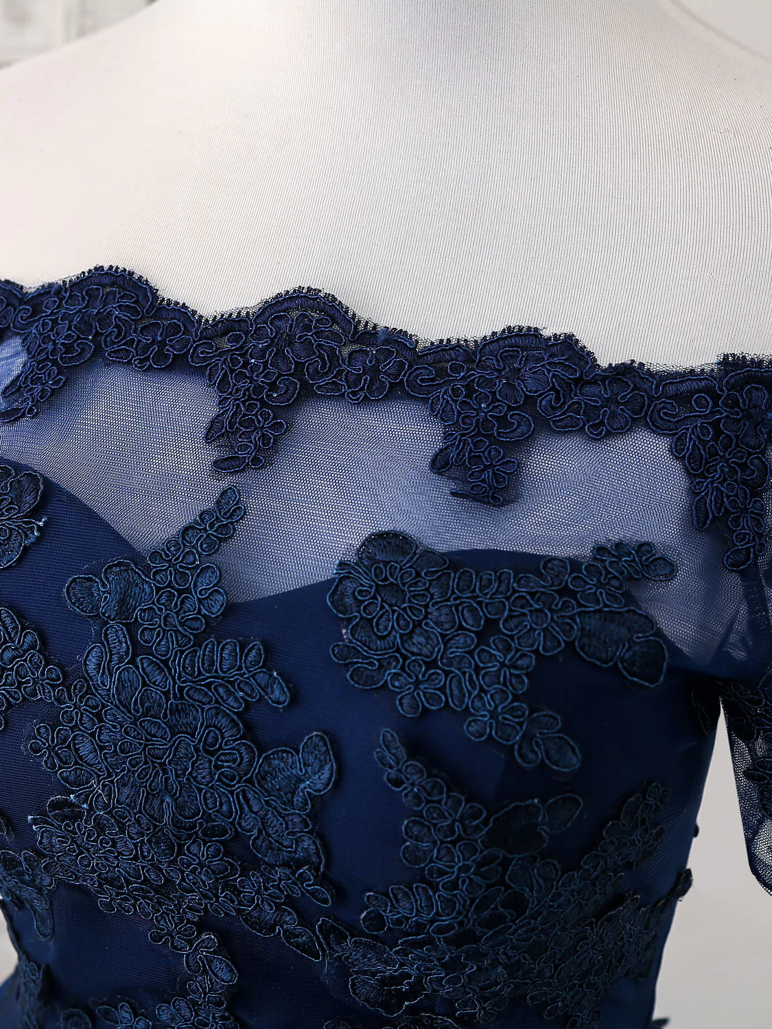 Dark Blue Tulle Lace Short Prom Dress, Dark Blue Homecoming Dress - Deanwangkt