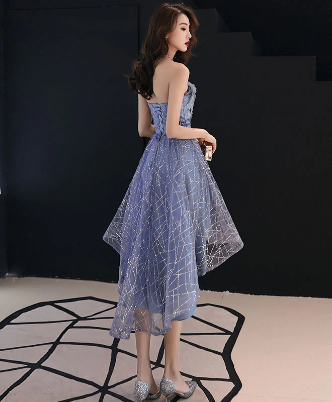 Blue Tulle High Low Prom Dress, Blue Homecoming Dress - Deanwangkt