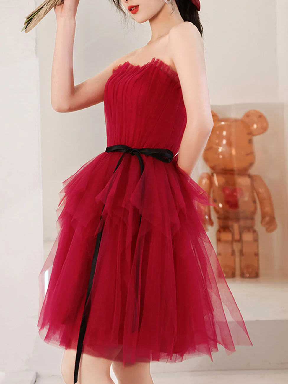 A Line Burgundy Short Prom Dresses, Cute Burgundy Homecoming Dress - Deanwangkt