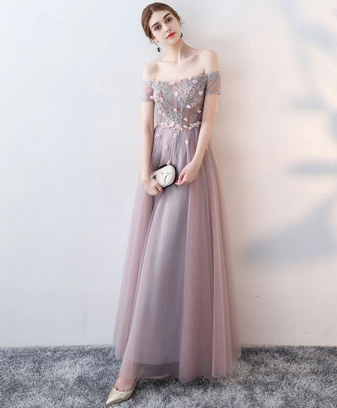 Elegant Lace Tulle Long Prom Dress, Lace Evening Dress - Deanwangkt