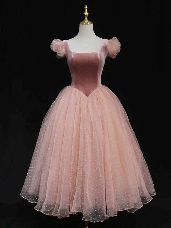 Pink Tulle Short Prom Dress, Pink Tulle Puffy Homecoming Dress - Deanwangkt