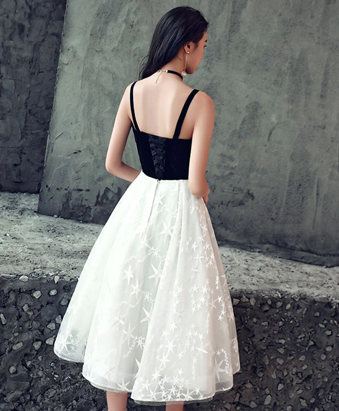 Cute Black And White Short Prom Dress, Homecoming Dress - Deanwangkt