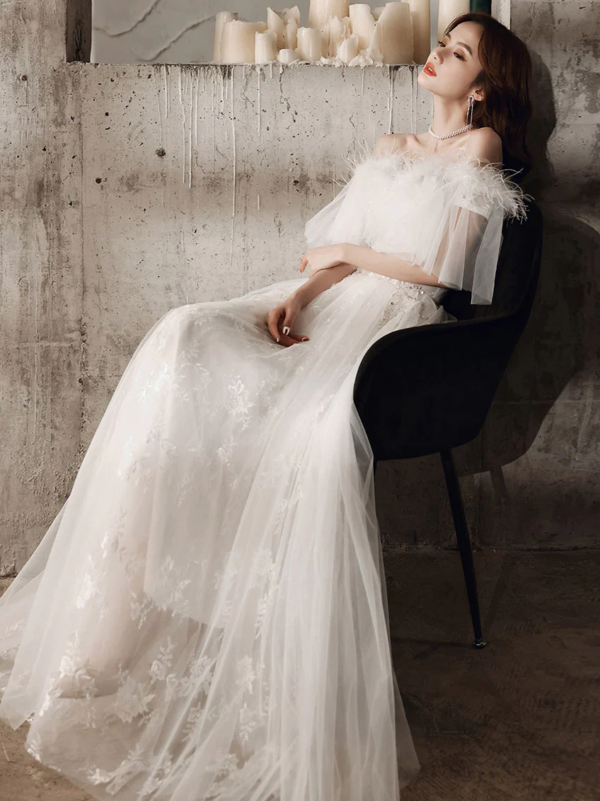 Unique Sweetheart Neck A line Long Prom Dress, Lace Long Formal Graduation Evening Dresses - Deanwangkt