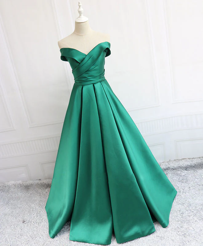 Simple Blue Satin Long Prom Dress, Blue Formal Bridesmaid Dresses - Deanwangkt