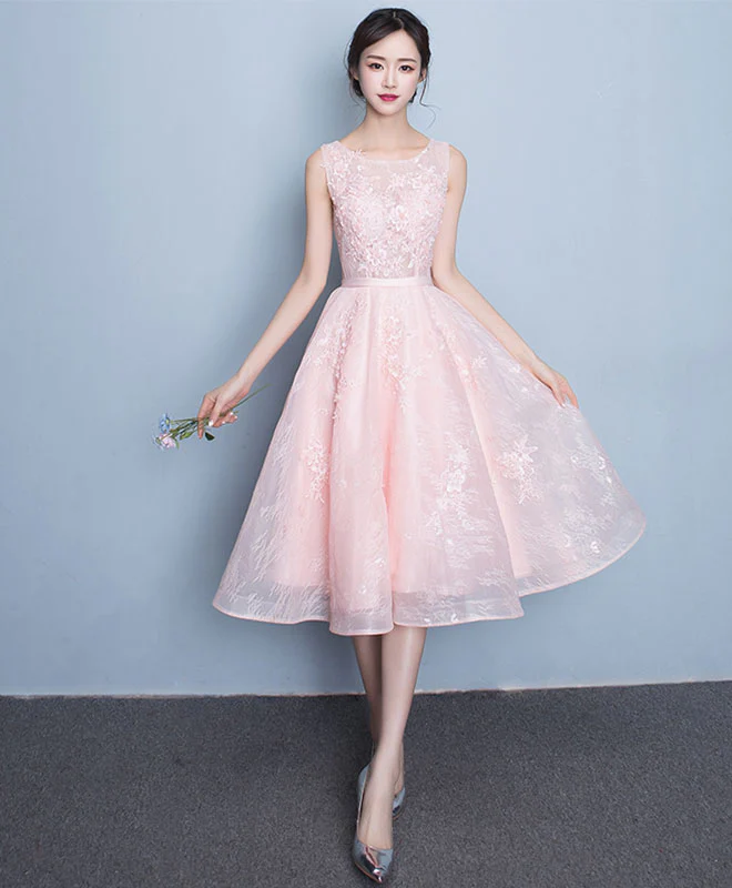 Cute Round Neck Lace Short Prom Dress, Evening Dress - Deanwangkt