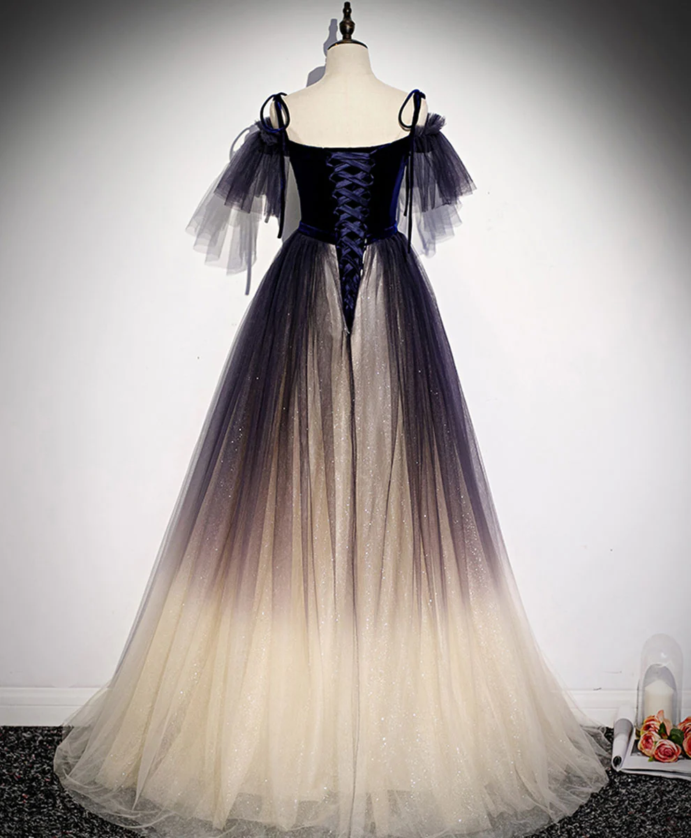 Purple Tulle Lace Long Prom Dress Purple Formal Dress - Deanwangkt