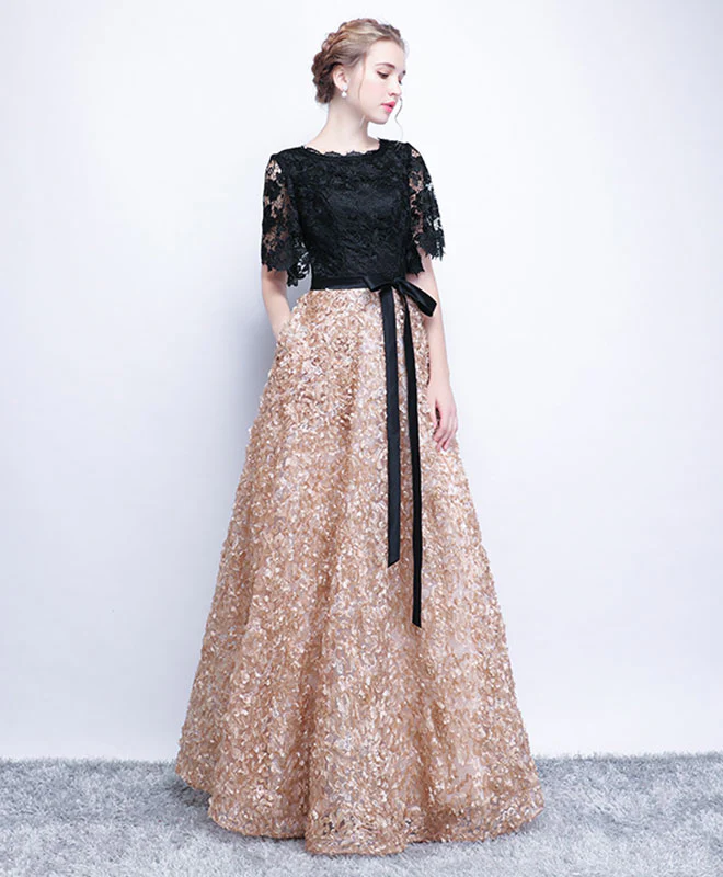 Unique Black Lace Long Prom Dress, Lace Evening Dress - Deanwangkt