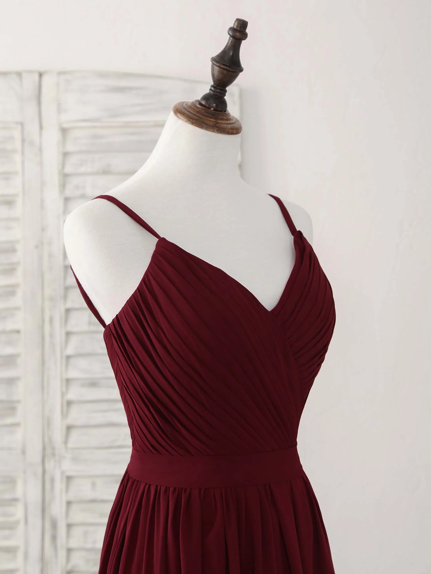 Simple Burgundy Chiffon Long Prom Dress, Burgundy Evening Dress - Deanwangkt
