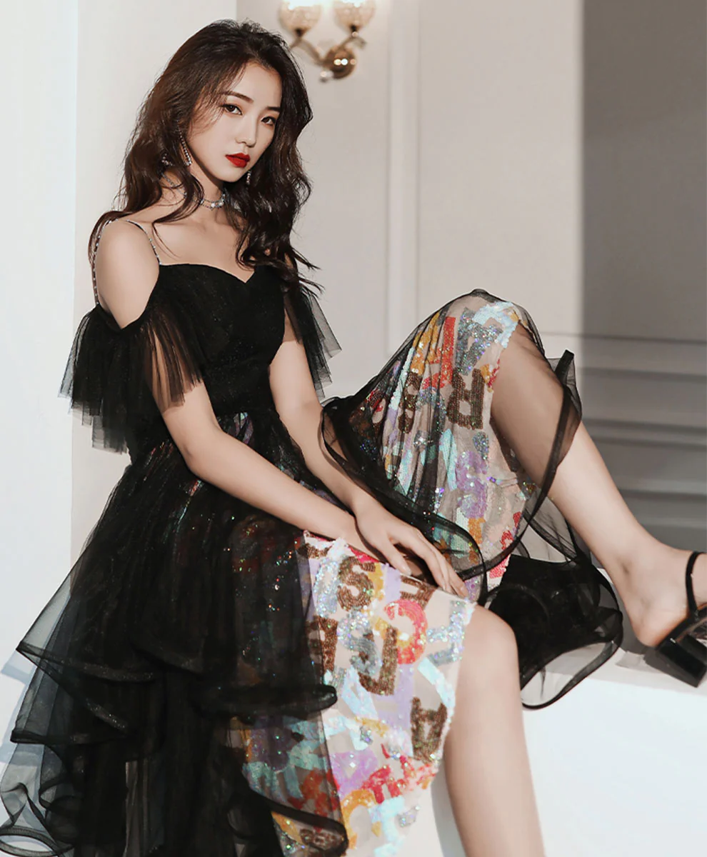 Black Tulle Short Prom Dress Black Homecoming Dress - Deanwangkt