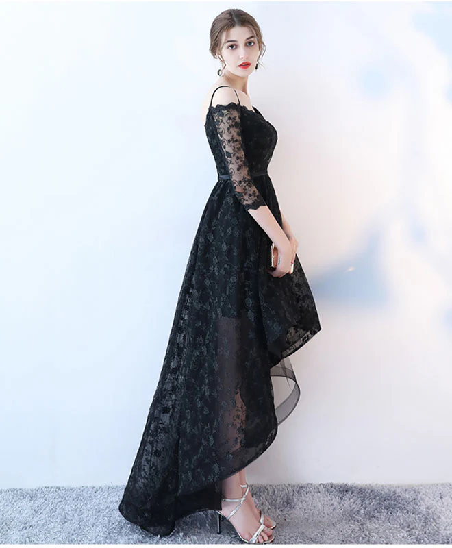 Stylish High Low Lace Prom Dress, Lace Evening Dress - Deanwangkt