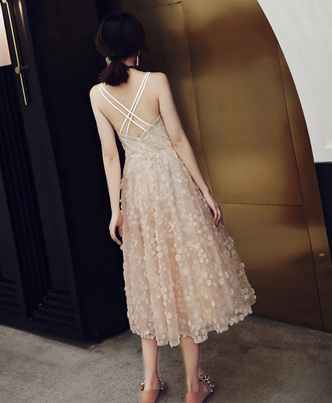 Champagne Tulle Prom Dress, Unique Champagne Formal Dress - Deanwangkt